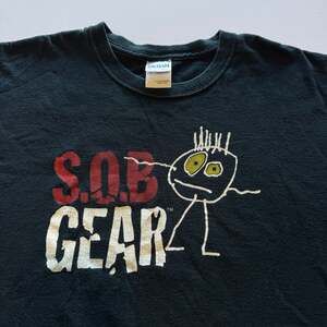 Gildan Black Y2K 'S.O.B. Gear' Tech Graphic T-Shirt, Size L